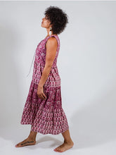 Load image into Gallery viewer, Thais Tiered Dress - Magenta Vine Floral