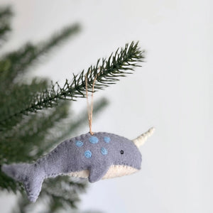 Blue Narwhal Ornament