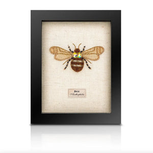 Framed Hand Embroidered Beaded Insects