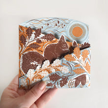 Load image into Gallery viewer, Autumn Leaves Squirrel Concertina Card