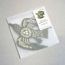 Load image into Gallery viewer, Screen Printed Wooden Decoration - Olive Green Woodland Bird