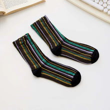 Load image into Gallery viewer, Women's Cotton Striped Crew Socks