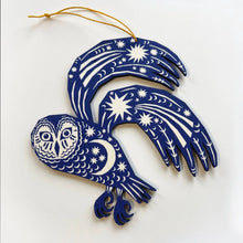 Load image into Gallery viewer, Screen Printed Wooden Decoration - Midnight Blue Owl