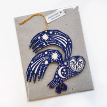 Load image into Gallery viewer, Screen Printed Wooden Decoration - Midnight Blue Owl