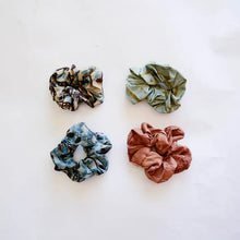 Load image into Gallery viewer, Satin Finish Hand Dyed and Block Printed Scrunchies - Set of 2