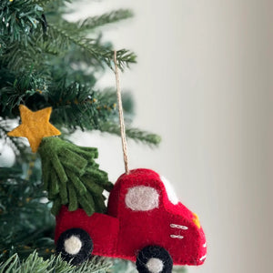 Pickup Truck with Christmas Tree Ornament