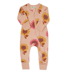 2 Way Zip Printed Long Sleeve Romper