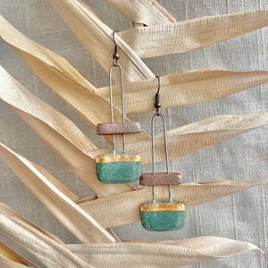 Patina Green & Natural Clay Earrings