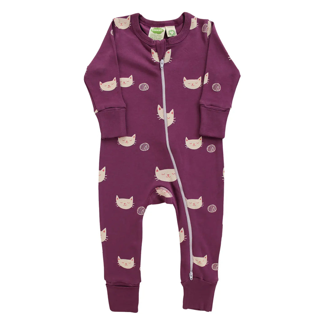 2 Way Zip Printed Long Sleeve Romper