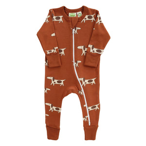 2 Way Zip Printed Long Sleeve Romper