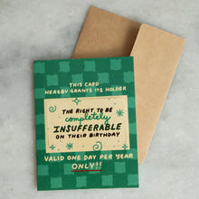 Load image into Gallery viewer, Insufferable Birthday Punch-Out Novelty Card