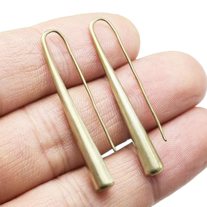 Long Brass Teardrop Hoops