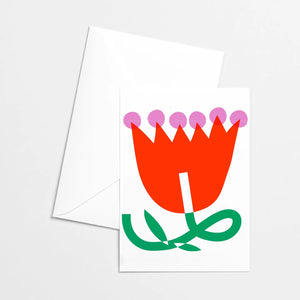 Big Red Flower Risograph Card