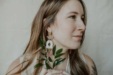 Load image into Gallery viewer, Pearl &amp; Rainbow Leaf Chain Tassel Earrings
