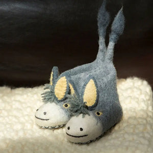 Darci Donkey Felted Children's Slippers