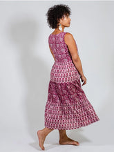 Load image into Gallery viewer, Thais Tiered Dress - Magenta Vine Floral