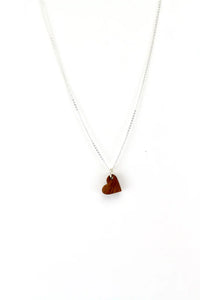 Tiny Wood Heart Necklace