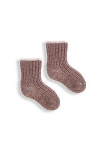 Tipped Rib Wool Cashmere Baby Socks