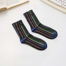 Load image into Gallery viewer, Women's Cotton Striped Crew Socks
