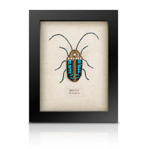 Framed Hand Embroidered Beaded Insects