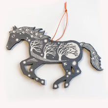 Load image into Gallery viewer, Screen Printed Wooden Decoration - Silver Grey Horse