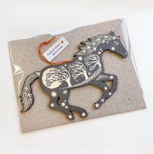 Load image into Gallery viewer, Screen Printed Wooden Decoration - Silver Grey Horse
