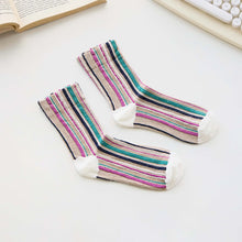 Load image into Gallery viewer, Women's Cotton Striped Crew Socks
