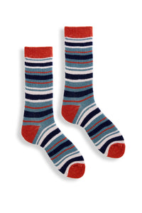 Wool Cashmere Crew Women's Socks - Multi Stripe