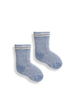 Load image into Gallery viewer, Lisa B, Crew Socks, Baby, Merino, Cashmere, Made in the USA, Sustainable, Ethically Produced, Chambray Blue, Nordic Birdseye