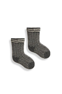 Wool Cashmere Crew Baby Socks - Nordic Birdseye
