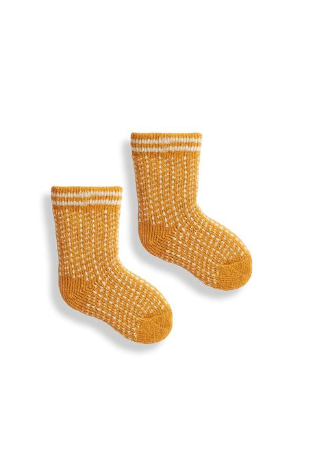 Wool Cashmere Crew Baby Socks - Nordic Birdseye