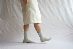 Nishiguchi Kutsushita, Cotton, Cashmere, Made in Japan, Ethically Produced, Socks, Cozy, Light Grey