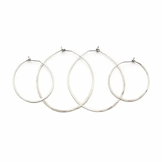 Hand Formed Hoops Sterling Silver 2.5