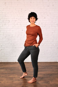 Gilmour, Ethically Made, Made in Canada, Bamboo, Sustainable, Loungewear, Long Sleeve, Ribbed, Layering, Pecan