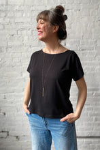 Load image into Gallery viewer, Boatneck Tee - Black Unprinted
