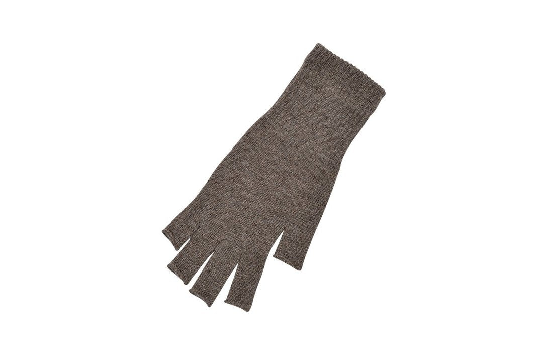 Night Merino Wool Fingerless Glove with Black Deerskin Palm