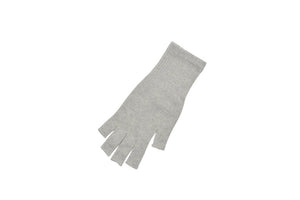 Fingerless Merino Wool Gloves Light Grey / One Size