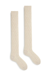 Wool Cashmere Cable Over The Knee Socks