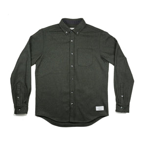 Anian, Made in Canada, Ethically Made, Recycled Wool, Melton, Menswear, Long Sleeve, Olive Green