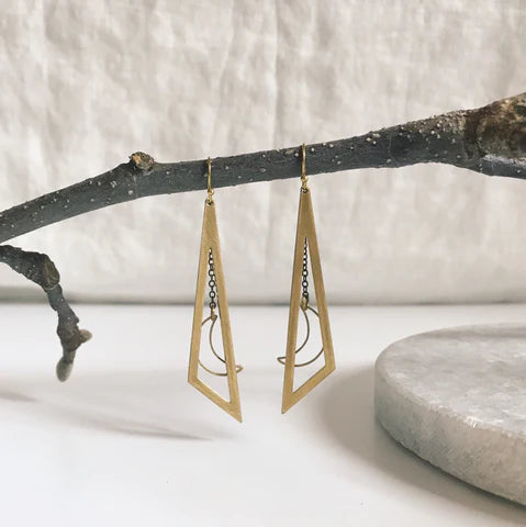 Brass Moon Dangle Earrings