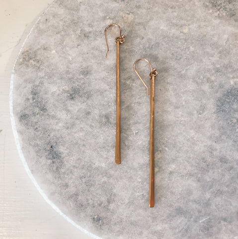 Hammered Bronze Bar Earrings