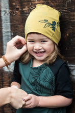 Load image into Gallery viewer, Bamboo/Cotton/Lycra Jersey, Silk Screened, Made in Canada, Ethically Produced, Sustainable Loungewear, Kids, Slouchy Hat, One of a Kind